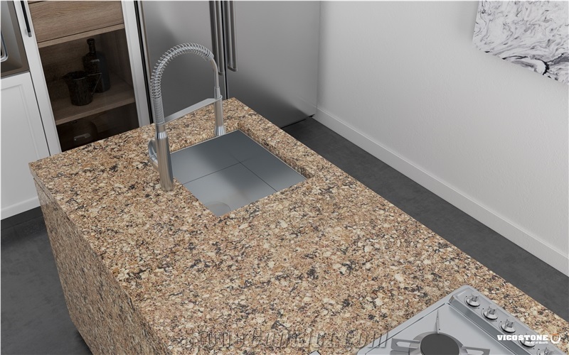 Carmen Brown Quartz Island Countertop Vicostone Bq9340