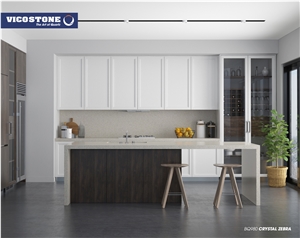 Crystal Zebra Quartz Kitchen Island Countertop Vicostone Bq980 Crystal Zebra