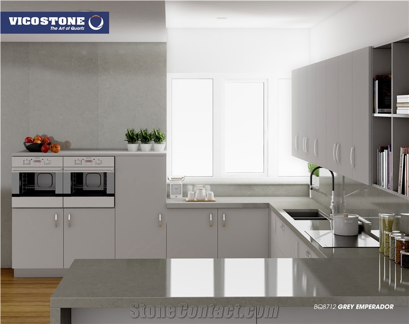 Grey Emparador Quartz Countertop Vicostone Bq8712