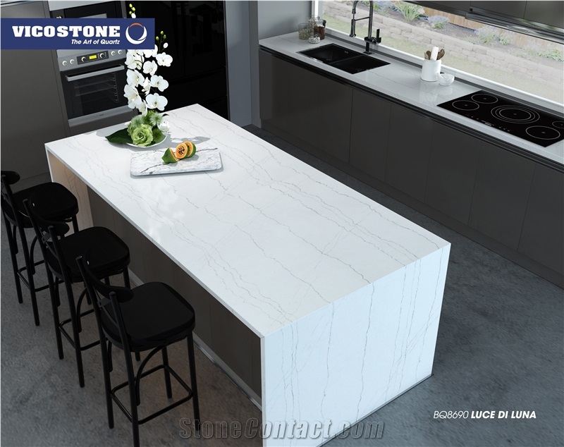 Quartz Kitchen Countertop Vicostone Bq8690 Luce Di Luna