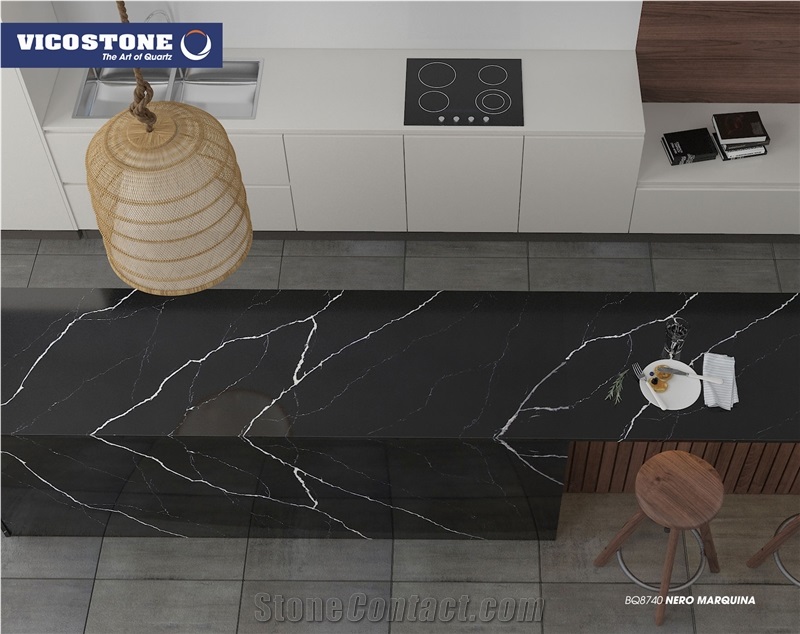 Quartz Kitchen Worktops Nero Marquina Vicostone