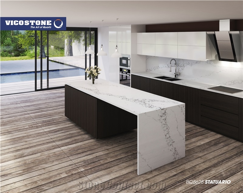 Statuario Quartz Kitchen Worktops Vicostone