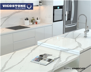 White Calacatta Quartz Countertop Vicostone