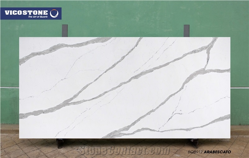 White Calacatta Quartz Countertop Vicostone