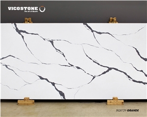 White Calacatta Quartz Slab Vicostone Bq8729 White Calacatta Quartz Slab Vicostone Bq8729