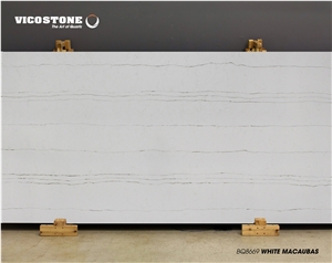 White Macaubas Quartz Bathroom Countertop Vicostone Bq8669