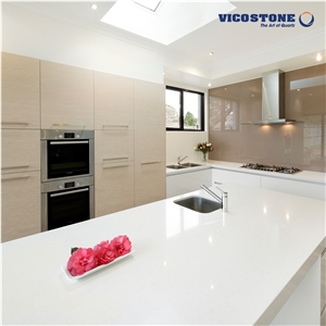 White Quartz Island Countertop Vicostone Bq2088