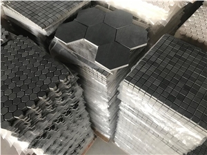Black Basalt Stone Square and Hexagon Design