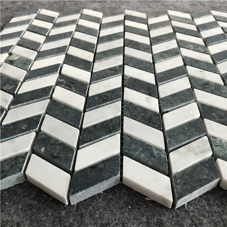 Blue Pearl Granite and Carrara White Marble Mosaic