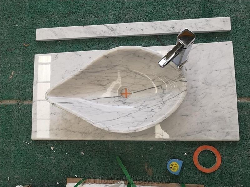 Italy Carrara White Marble Vanity Top Design