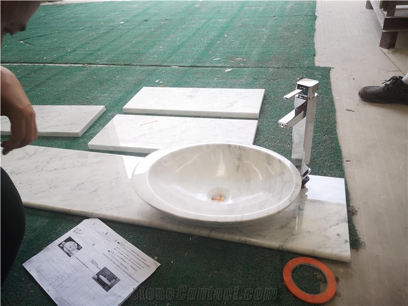 Italy Carrara White Marble Vanity Top Design