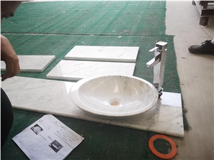 Italy Carrara White Marble Vanity Top Design