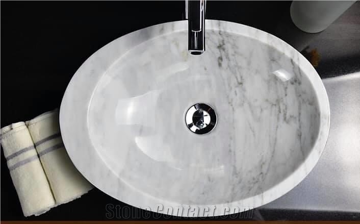Italy Carrara White Marble Vanity Top Design