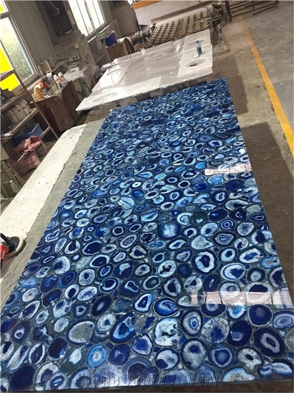 Blue Agate Semiprecious Stone Slabs Manufacturer China
