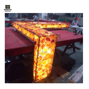 Tanslucent Backlit Semi Precious Stone Bar Top