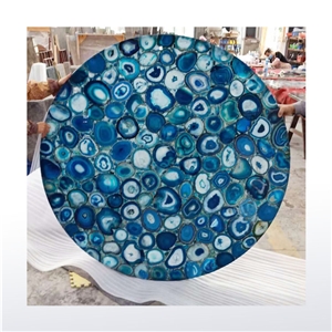 Translucent Backlit Blue Agate Bar Countertop
