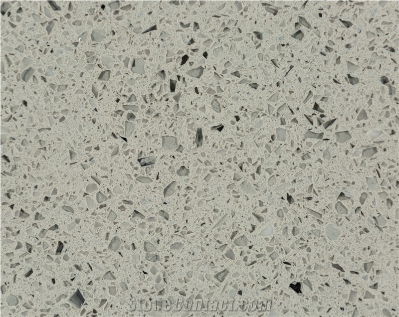Elegant Light Grey Quartz Stone Slab