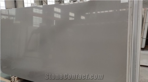 Pure Silver Color Quartz Stone Slabs