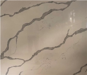 Semi White Lago Calacatta Quartz Slabs