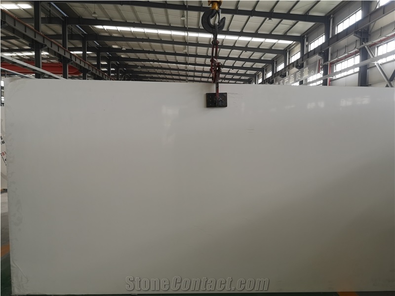 Silvery Pure Color Quartz Slab Zd-6152