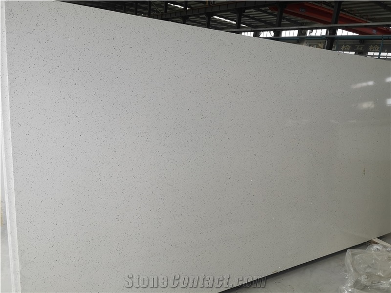 Sparkle Cloud White Quartz Slab