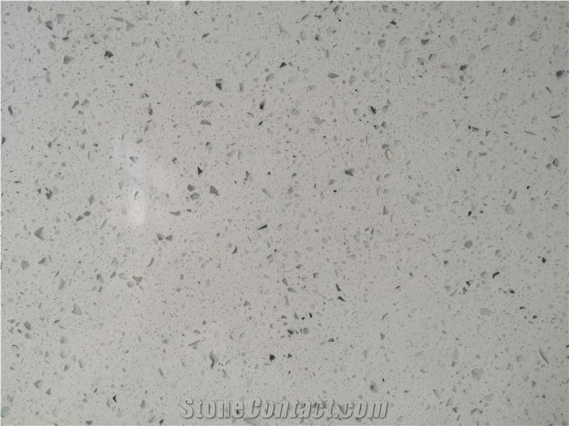 Sparkle Cloud White Quartz Slab