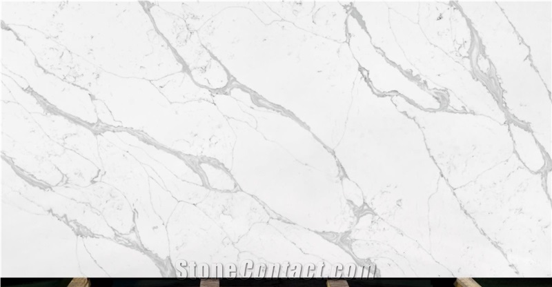 Super White Calacatta Quartz Slabs
