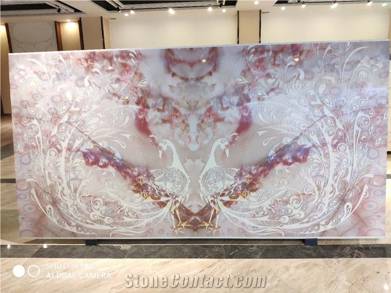 Twins Peacock Theme Quartz Stone