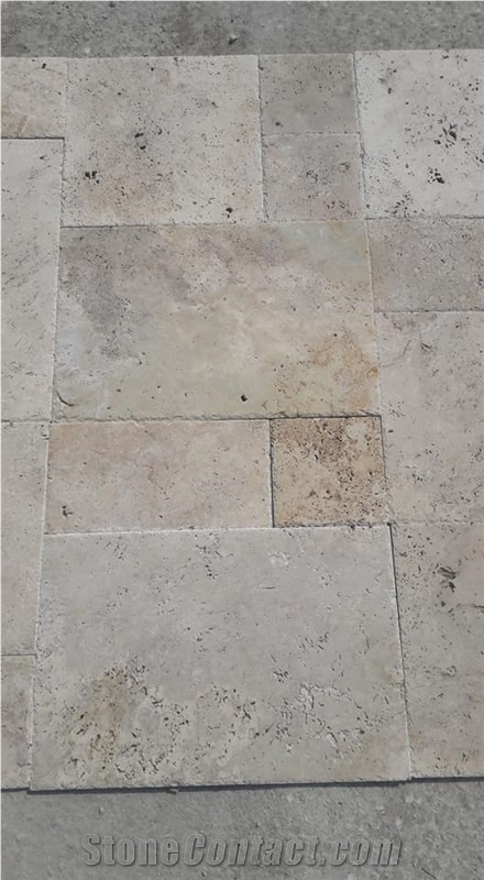 Edge Breaking Ivory Travertine Brushed French Pattern Set