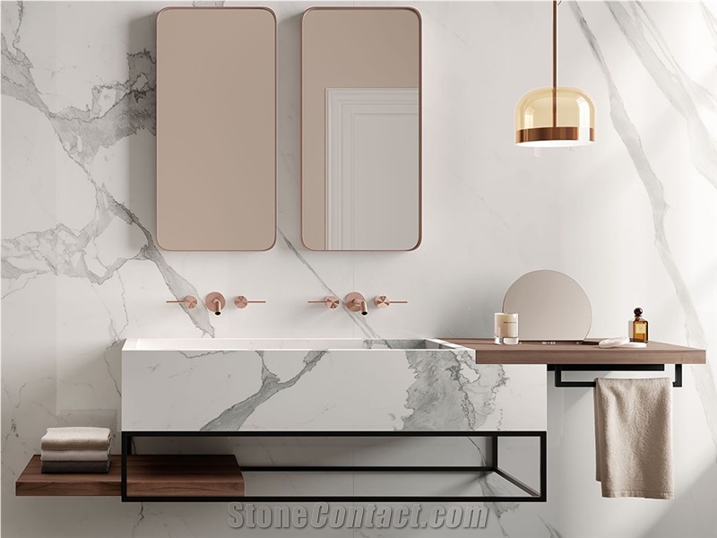 Ariston White Artificial Marble Bathroom Countertops