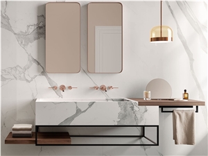 Ariston White Artificial Marble Bathroom Countertops