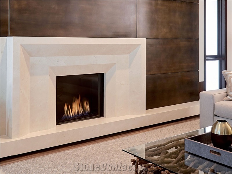Artificial Marble Beige Colors Fireplace Factroy