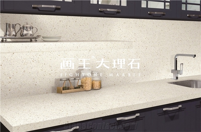 Beige Marble Terrazzo Kitchen Countertop Hwn607