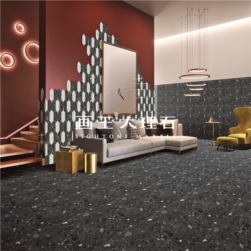 Black Marble Aggregate Terrazzo Slab&Tile Hwn717
