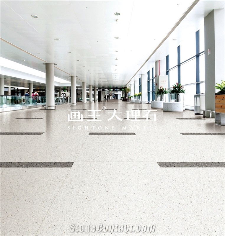 Carrara White Aggregate Terrazzo Tiles Hwn601