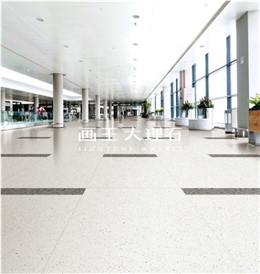 Carrara White Aggregate Terrazzo Tiles Hwn601