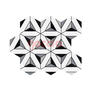 Delta - Dolomite - Carrara - Ocean Grey - Toros Black Marble Mix Mosaic Pattern