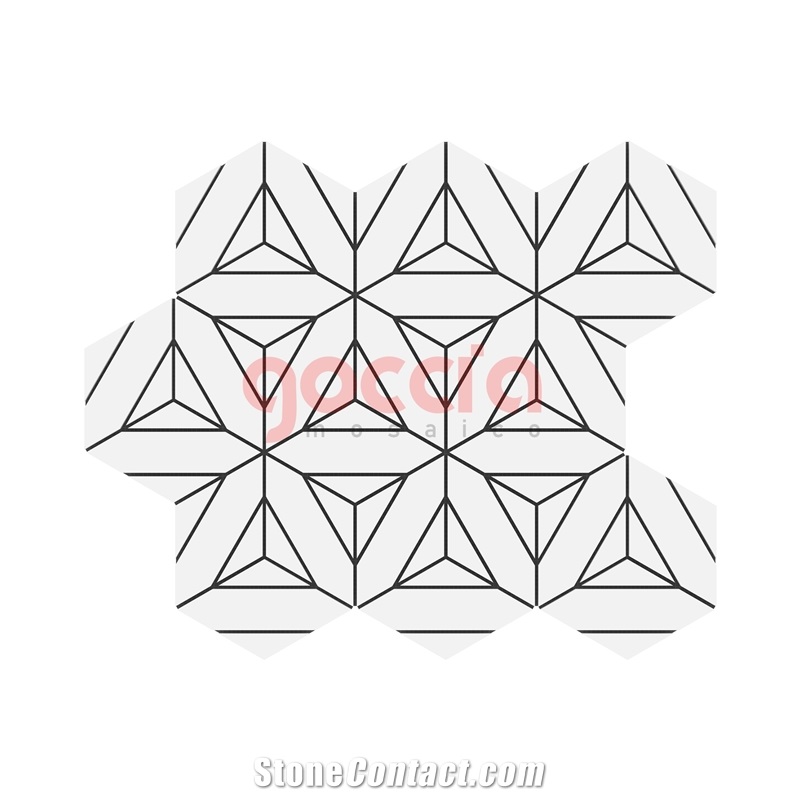 Delta Mosaic - Bianco Dolomite Marble Pattern Mosaic