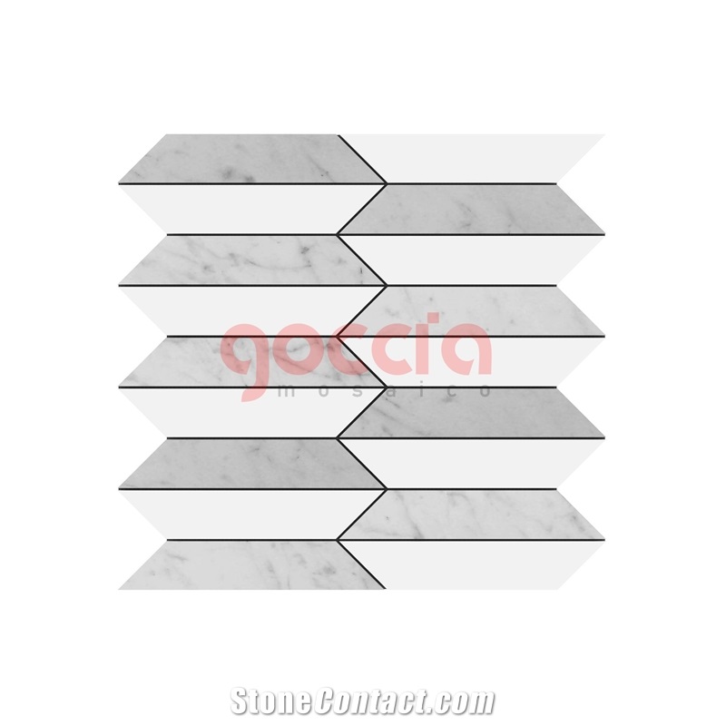 Picket Mosaic - Bianco Carrara & Bianco Dolomite