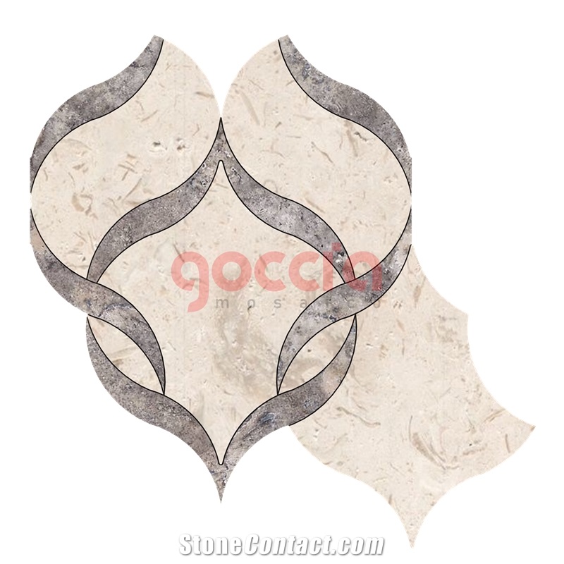 Veronica - Myra Beige Marble & Silver Travertine Mix Mosaic Pattern