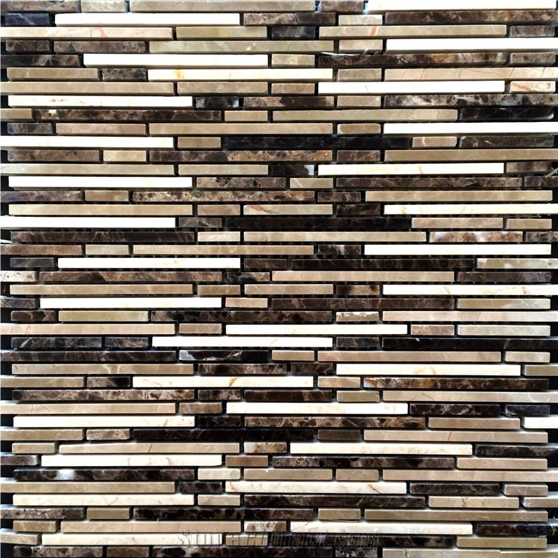 Super Slim Mosaic Tile - Dark Emperador