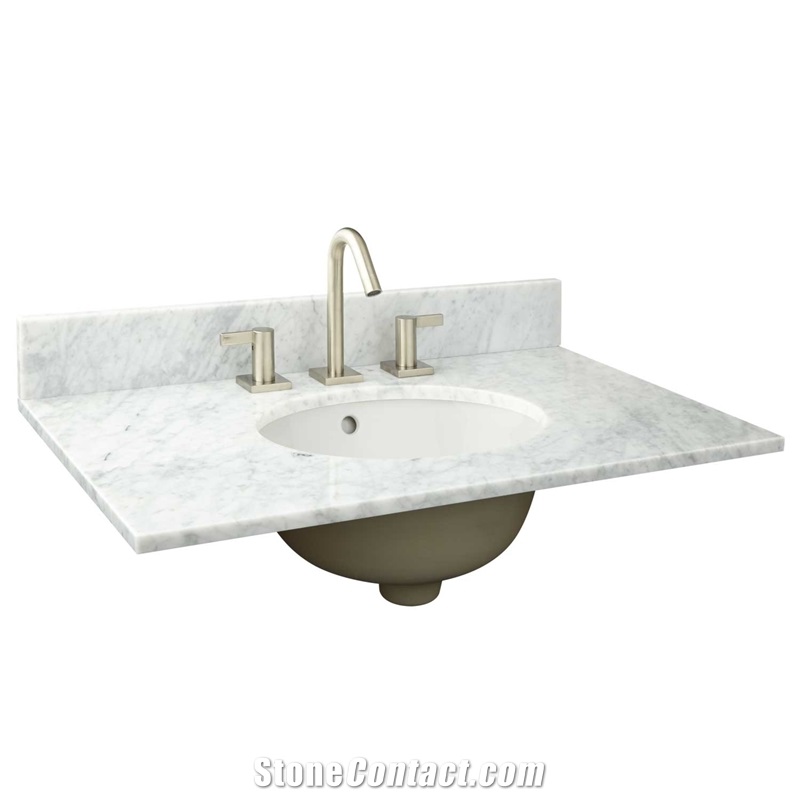 Bianco Carrara Marble Vanity Top / Bathroom Counterptop Hotel Design