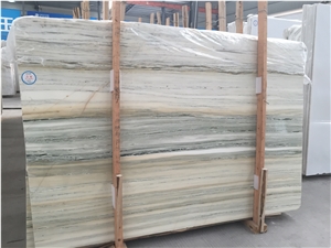 China Ocean Blue Wooden Vein Marble Slab