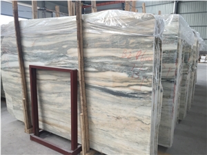 China Ocean Blue Wooden Vein Marble Slab