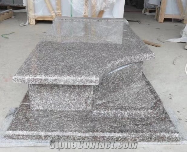 G664 Pink Violet Granite Headstone, Tombstone