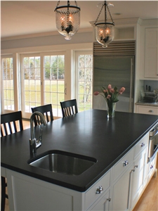 Honed New Absolute Shanxi Black Granite Kitchen Island Top / Custom Countertop