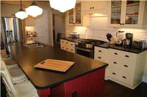 Honed New Absolute Shanxi Black Granite Kitchen Island Top / Custom Countertop