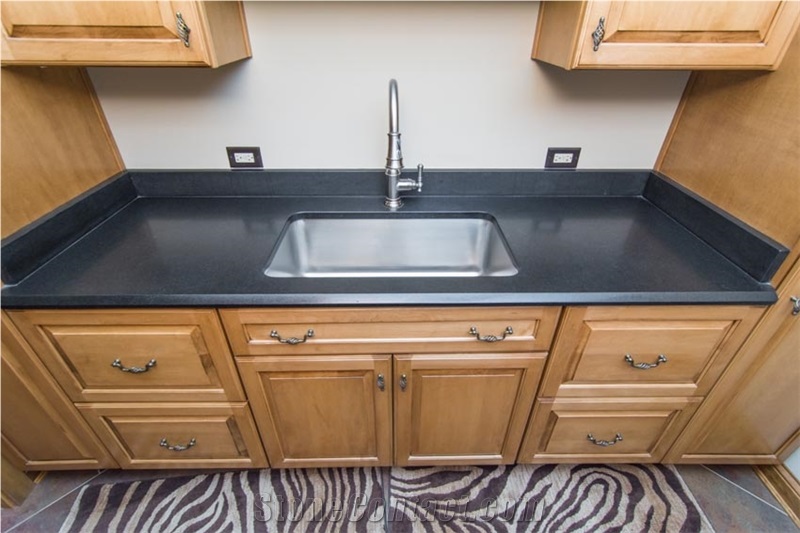 Honed New Absolute Shanxi Black Granite Kitchen Island Top / Custom Countertop