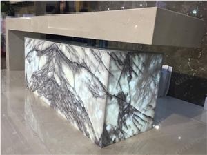 Milas Lilac Dark Marble Tile Translucent Recetion Desk Panel
