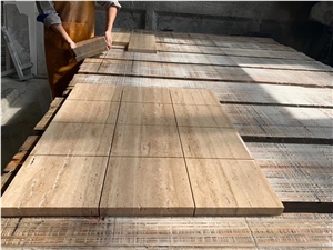 Persian Travertine Split Brick Cube Stone Pavers